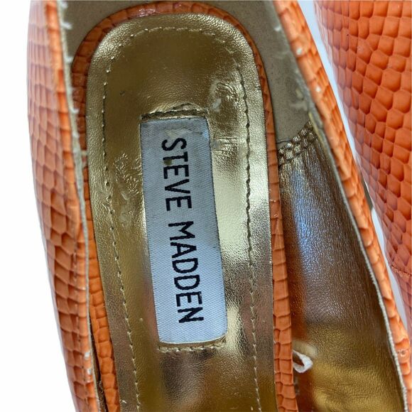 Steve Madden Stiletto Heels Women's P-Ronni Orange Snakeskin Slip On Pump Size 8 - Picture 7 of 16